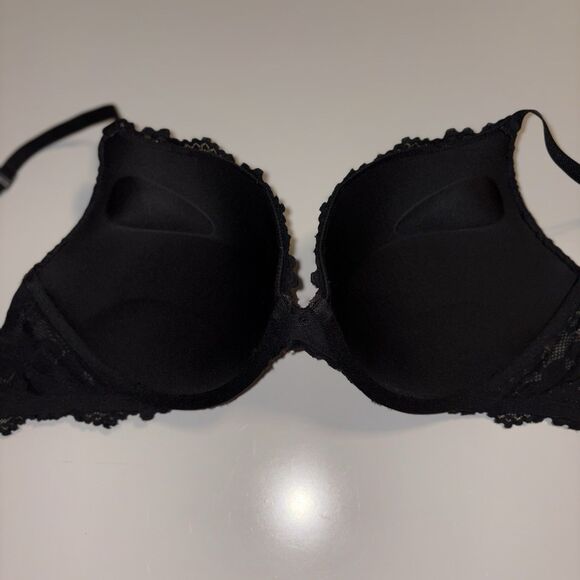 Frederick's Of Hollywood Black Lace Push Up Bra Size 38D Convertible - Picture 12 of 15